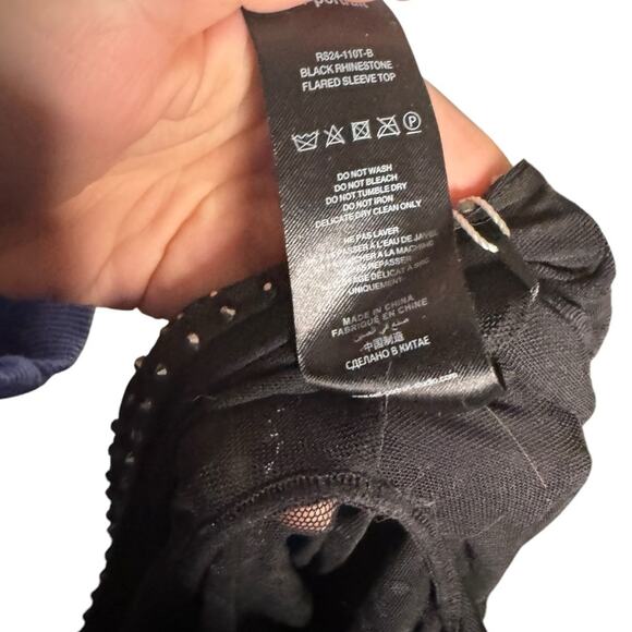 Self Portrait Mesh Rhinestone Embellished Cropped Top 0 - Picture 13 of 13